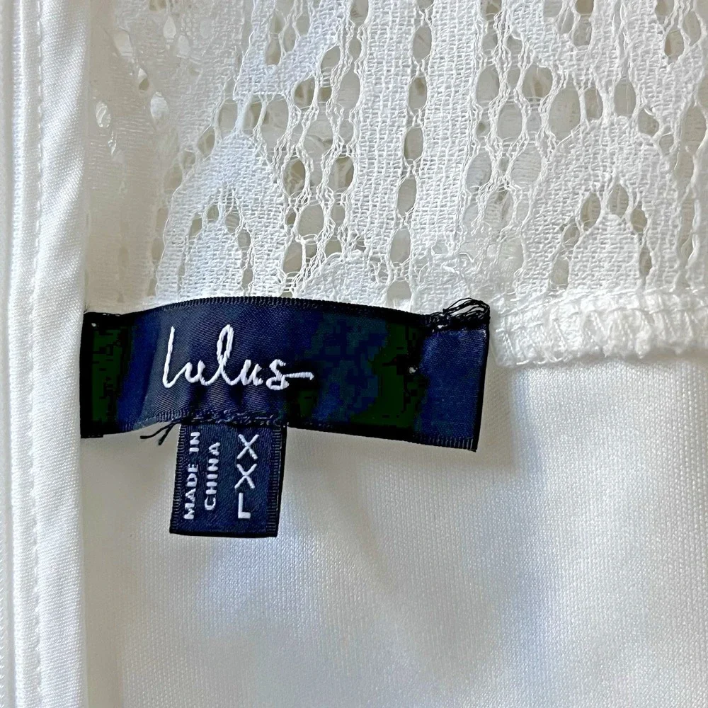Lulus White Lace Sheath Midi Dress XXL NWOT Bridal Shower Rehearsal Dinner - Picture 6 of 7